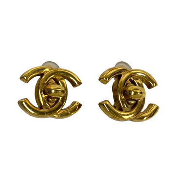 CHANEL 96P Coco Mark Turnlock Motif Earrings Gold 72416 470k241672416