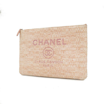 CHANEL Clutch Bag Deauville Tweed Pink Women's