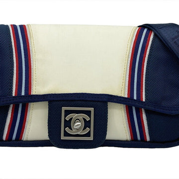 CHANEL Sports Line Coco Mark Shoulder Bag Nylon Navy/White Ladies Men's