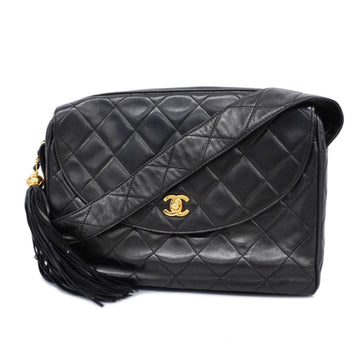 CHANEL Shoulder Bag Matelasse Lambskin Black Ladies