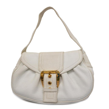 CELINE Shoulder Bag Leather White Women's