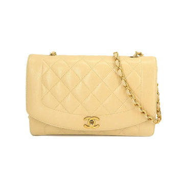 CHANEL Diana 25 Matelasse Chain Shoulder Bag Caviar Skin Beige A01165