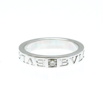 BVLGARI Double Logo White Gold [18K] Fashion Diamond Band Ring Silver