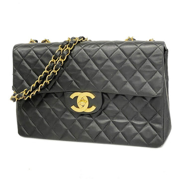 CHANEL Shoulder Bag Big Matelasse W Chain Lambskin Black Ladies