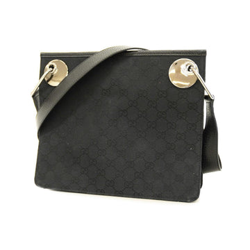 GUCCI Shoulder Bag GG Canvas 120841 Leather Black Women's