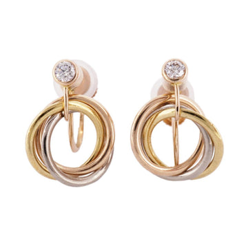 CARTIER Trinity 1PD Diamond Earrings, K18YG Yellow Gold, K18WG White K18PG Pink Women's