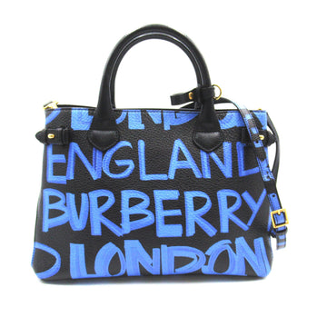 BURBERRY medium banner graffiti paint Black Blue leather