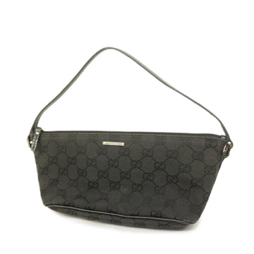 GUCCI Pouch GG Canvas 07198 Leather Black Women's