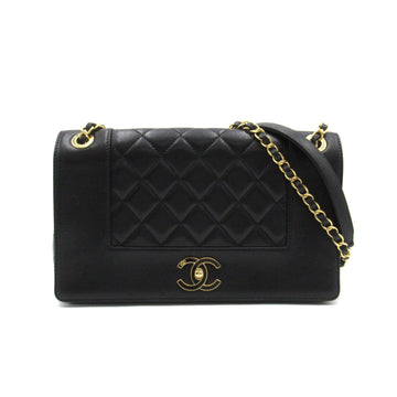 CHANEL Mademoiselle WChainShoulder Black Lambskin [sheep leather] A93084