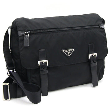 PRADA shoulder bag 1BD671 black nylon leather men's women's