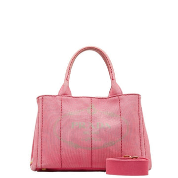 PRADA Canapa SS Handbag Shoulder Bag Pink Canvas Women's