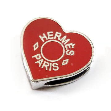 HERMES Scarf Ring Twilly Cool Coo Red Silver Valentine's Day Collection