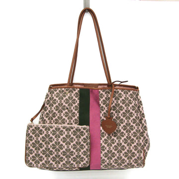 KATE SPADE Flower Jacquard Stripe Everything Large Tote PXRUB272 Women's Leather,Jacquard Tote Bag Brown,Pink