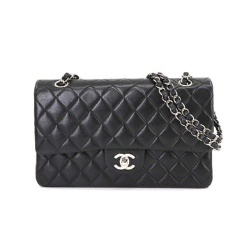 CHANEL Matelasse 25 Chain Shoulder Bag Leather Black A01112 Silver Hardware