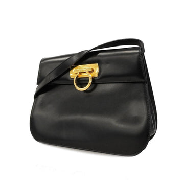 SALVATORE FERRAGAMO Shoulder Bag Gancini Leather Black Women's