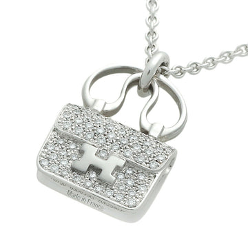 HERMES Amulet Constance Necklace K18WG Melee Diamonds 0.29ct H Pave