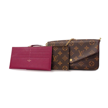 LOUIS VUITTON Shoulder Bag Monogram Pochette Felicie M61276 Fuchsia Ladies