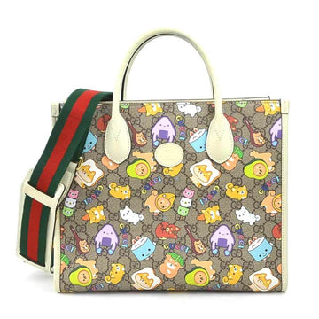 GUCCI Handbag Shoulder Bag x Pikarar GG Supreme Canvas/Leather Beige/Multicolor Gold Women's 68095