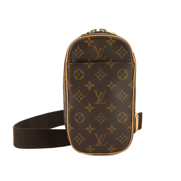 LOUIS VUITTON Monogram Pochette Gange Body Bag Brown M51870 Gold Hardware