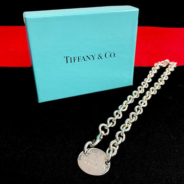 TIFFANY&Co.  Return to Oval Tag Choker Silver 925 Chain Necklace Pendant 31070