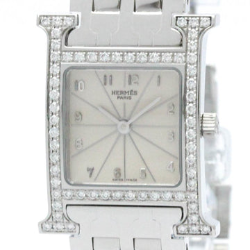 HERMESPolished  H Watch Diamond Steel Quartz Ladies Watch HH1.230 BF572223
