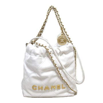 CHANEL 22 Mini Chain Bag White Calfskin [cowhide] AS3980