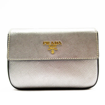 PRADA Pouch Multi-Case Leather Silver Gold Women's w0338a