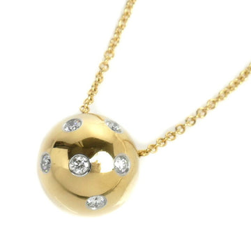 TIFFANY&Co.  K18YG Yellow Gold Pt950 Platinum Dots Ball 6P Diamond Necklace 6.2g 41cm Women's