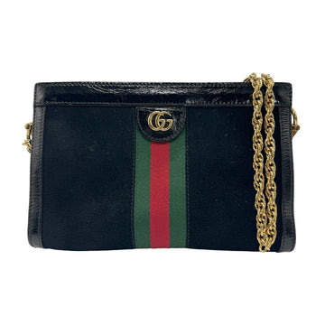 GUCCI Shoulder Bag Ophidia Suede Metal Black Gold Women's 503877 z1282