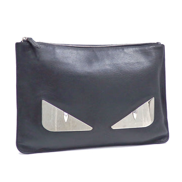 FENDI Clutch Bag for Men, Black, Leather, Metal, 7N0078, Second Bag, Bugs Monster, Monster Eye