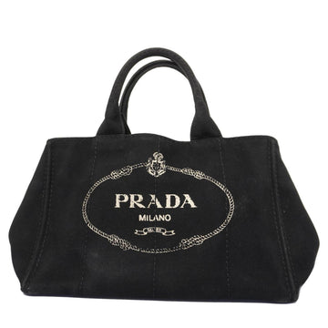 PRADA Tote Bag Canapa Canvas Black Women's