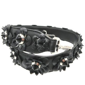 FENDI Strap You Flower Stud Leather Black 0233