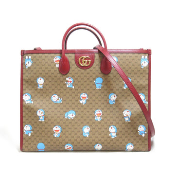 GUCCI Doraemon GG Supreme 2WayTote Bag Beige Red PVC coated canvas 653952