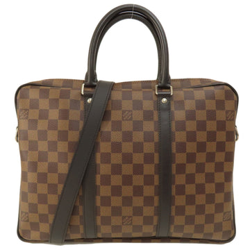 LOUIS VUITTON N41466 Porto Document Voyage PM Damier Ebene Bag Canvas Women's