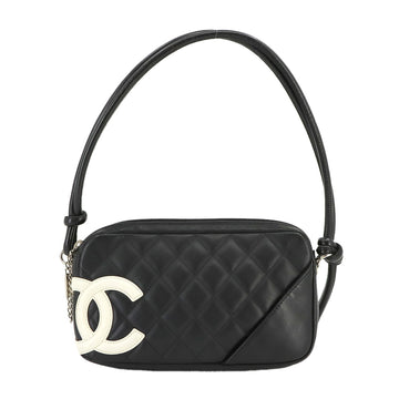 CHANEL Cambon Line Shoulder Bag Leather Black White A25175 Silver Hardware