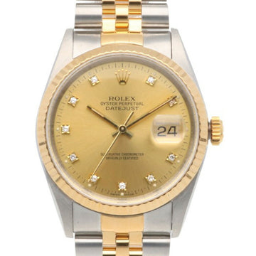 ROLEX Datejust Oyster Perpetual Watch Stainless Steel 16233G Automatic Men's  X-Serial 1991 Model 10P Diamond Overhauled