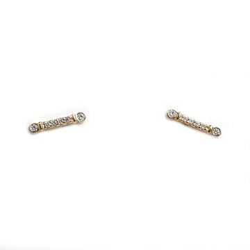 TIFFANY&Co.  K18PG Pink Gold Fleur de Lis Stem Earrings 60011828 Diamond 0.7g Women's