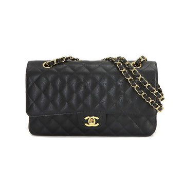 CHANEL Matelasse 25 Chain Shoulder Bag Caviar Skin Black A01112 Gold Hardware Coco Mark