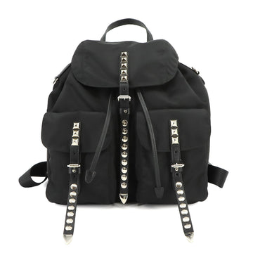 PRADA backpack rucksack studs nylon leather black 1BZ811 Backpack