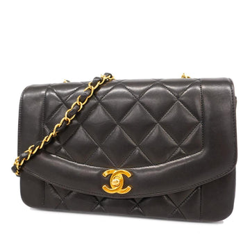 CHANEL Shoulder Bag Matelasse Diana Chain Lambskin Black Women's