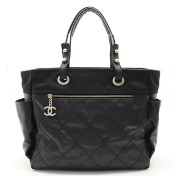 CHANEL Paris Biarritz Tote GM Bag Shoulder Coated Canvas Leather Black Pouch Missing A34210