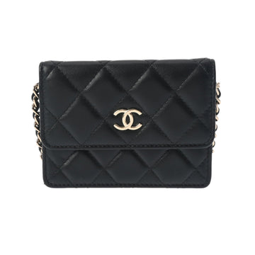 CHANEL Matelasse Chain Flap Card Case Camellia Black - Women's Lambskin Shoulder Bag