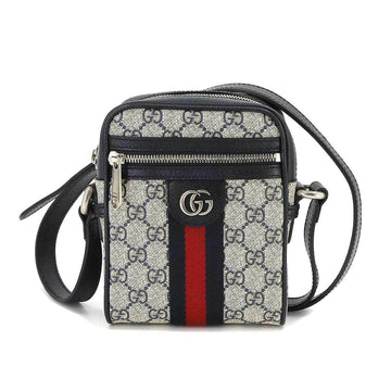 GUCCI Ophidia GG Supreme Small Shoulder Bag Leather Blue Beige 598127