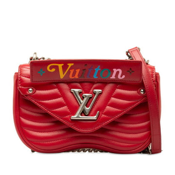 LOUIS VUITTON New Wave Chain Bag PM Shoulder Handbag M51930 Rouge Ecarlate Red Leather Women's