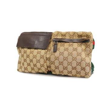 GUCCI Waist Bag GG Canvas Sherry Line 28566 Beige Ladies