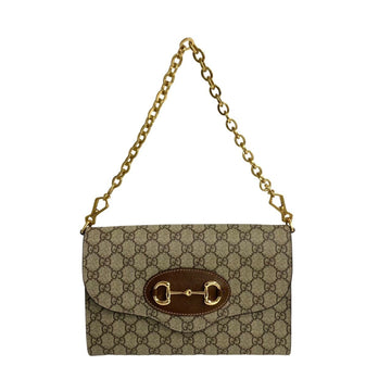 GUCCI 1955 Horsebit GG Supreme Sherry Line Leather Chain Shoulder Bag Sacoche Brown 41835 443j341835