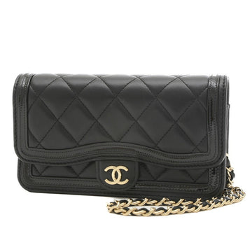 CHANEL Matelasse Phone Case Chain Shoulder Bag Black AP3559