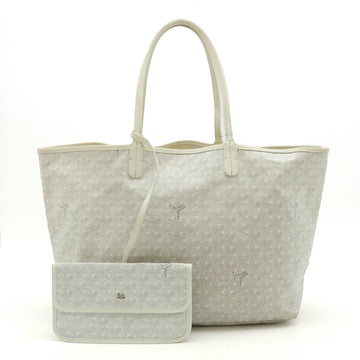 GOYARD Saint Louis PM Tote Bag Shoulder Coated Canvas Leather White Gray BAL120101