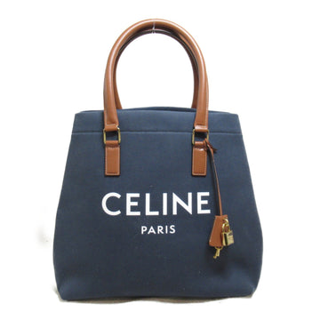 CELINE New Horizontal Cabas Tote Bag Navy Brown canvas