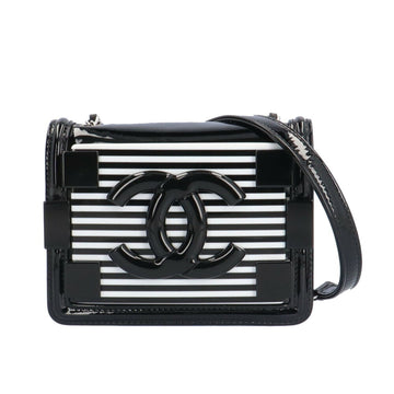 CHANEL Boy Shoulder Bag Enamel Black Women's